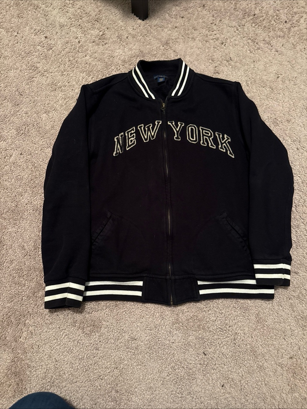 Polo Ralph Lauren New York Bomber Jacket Boys Size XL Black Full Zip Varsity